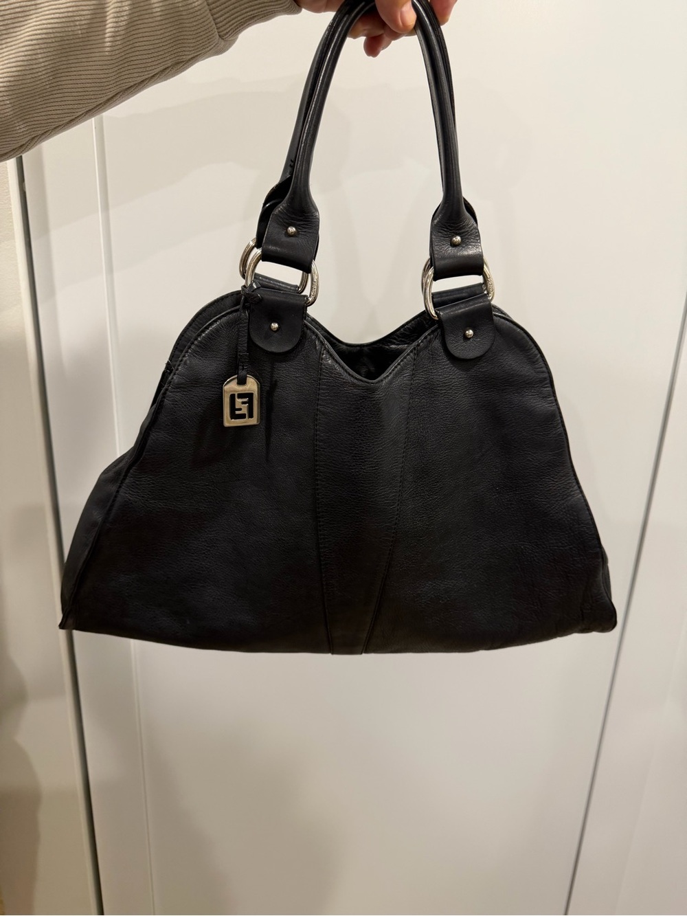 Fendi Black Leather Shoulder Bag with Silver Hardware